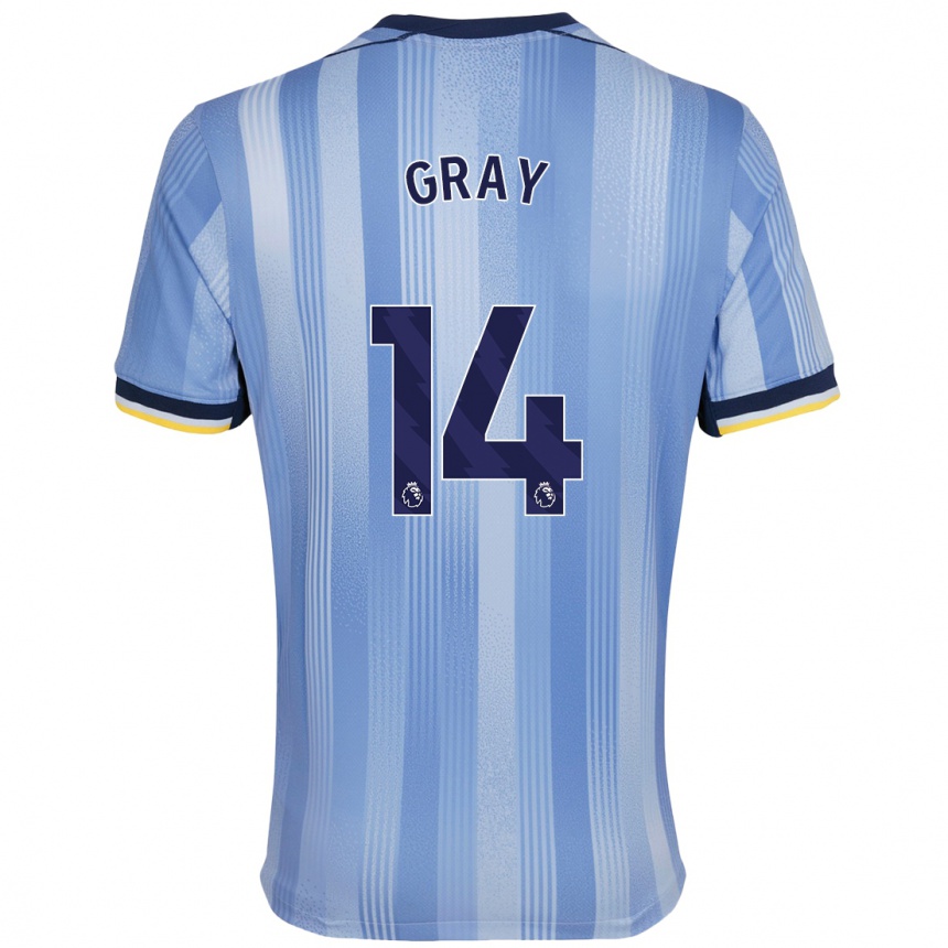 Hombre Fútbol Camiseta Archie Gray #14 Azul Claro 2ª Equipación 2024/25 Perú