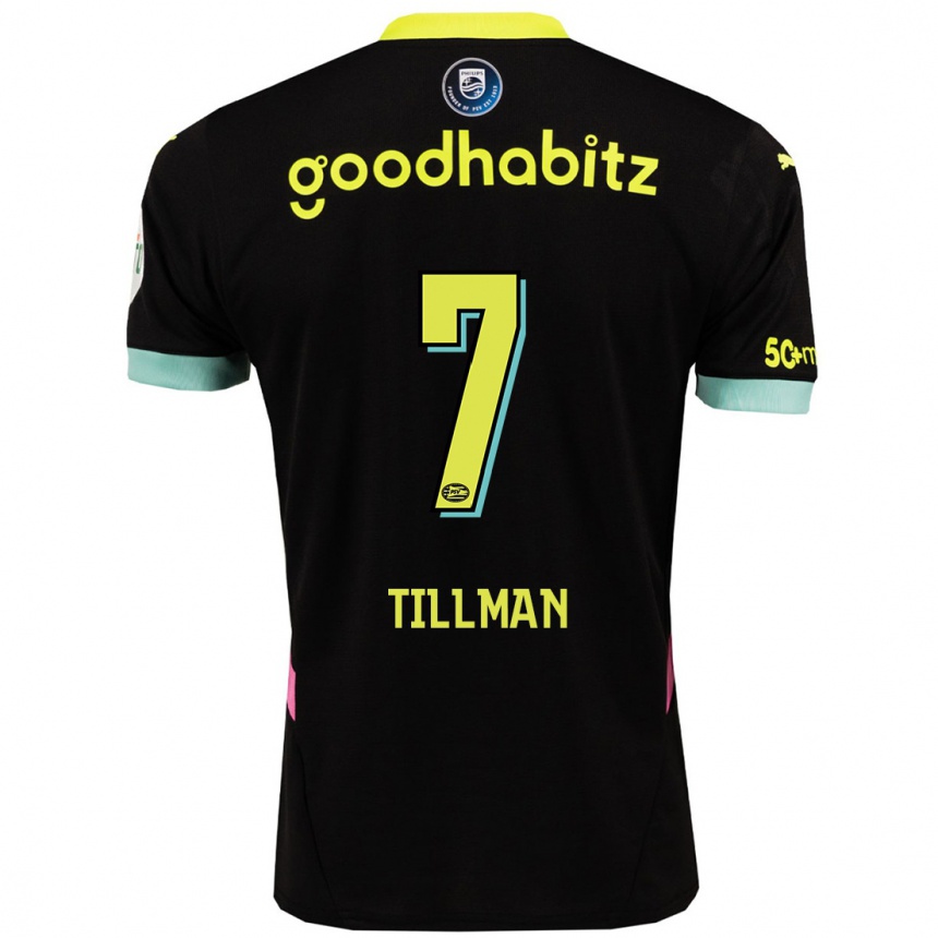 Hombre Fútbol Camiseta Malik Tillman #7 Negro Amarillo 2ª Equipación 2024/25 Perú