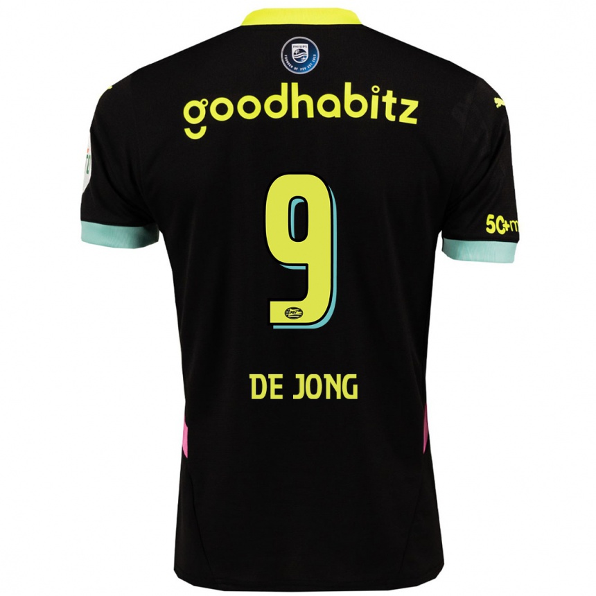 Hombre Fútbol Camiseta Luuk De Jong #9 Negro Amarillo 2ª Equipación 2024/25 Perú