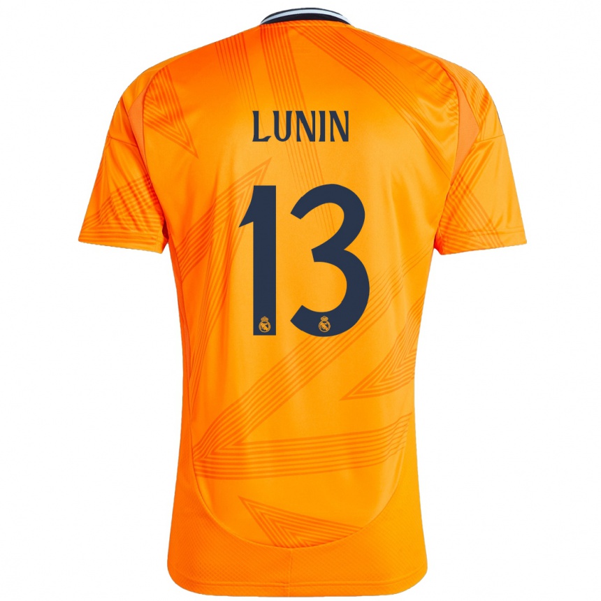 Hombre Fútbol Camiseta Andriy Lunin #13 Naranja 2ª Equipación 2024/25 Perú