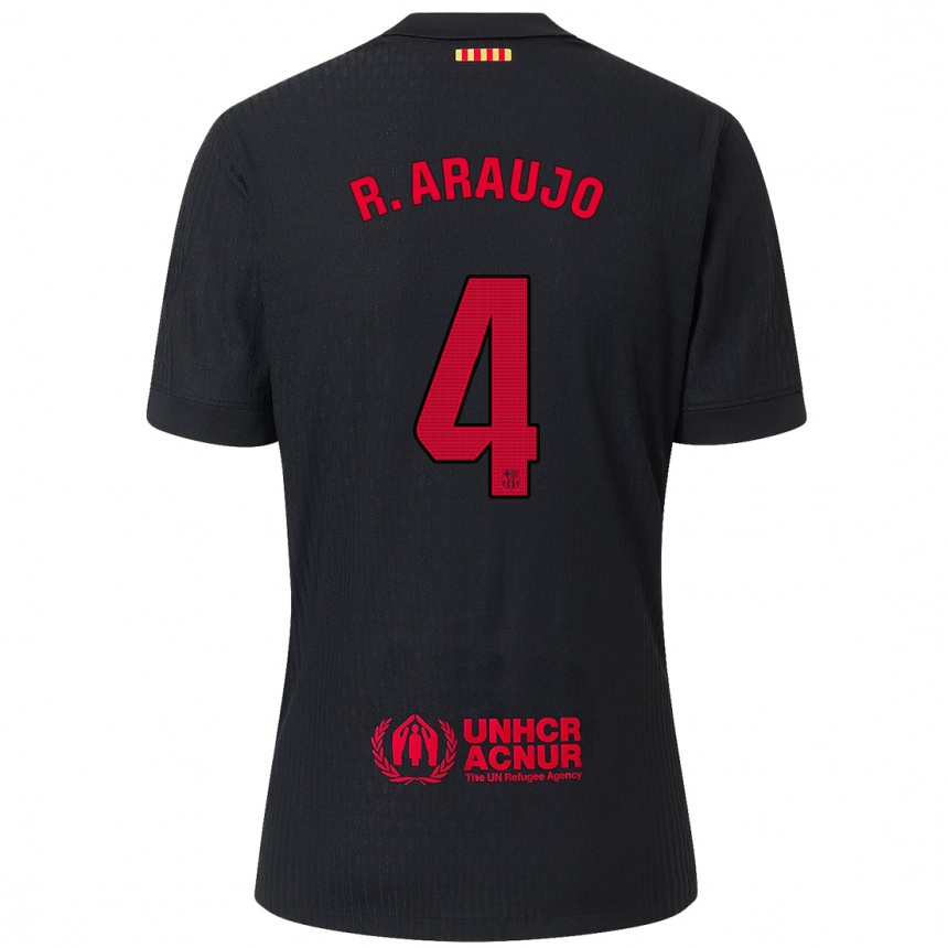 Hombre Fútbol Camiseta Ronald Araújo #4 Negro Rojo 2ª Equipación 2024/25 Perú