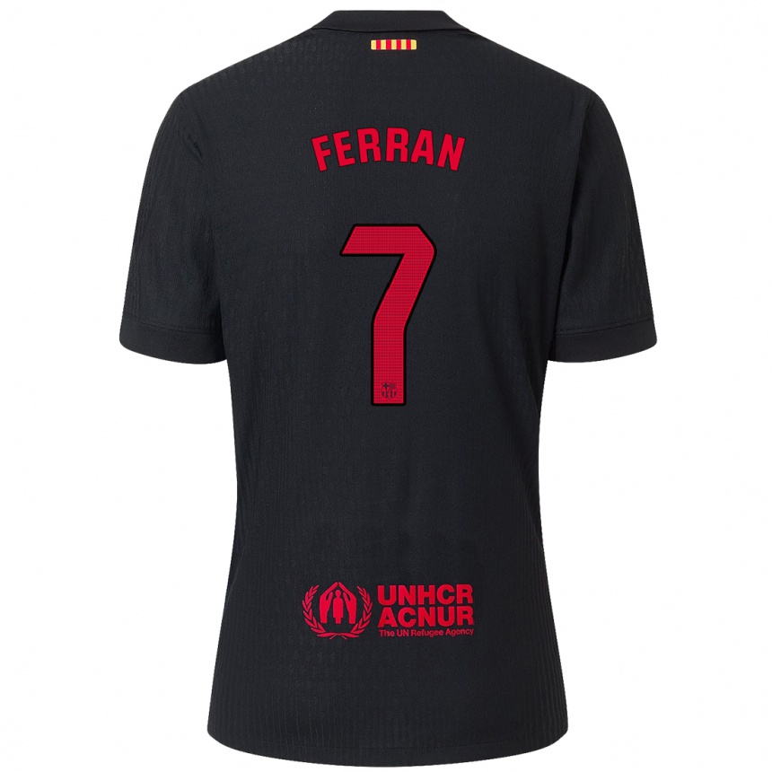 Hombre Fútbol Camiseta Ferran Torres #7 Negro Rojo 2ª Equipación 2024/25 Perú