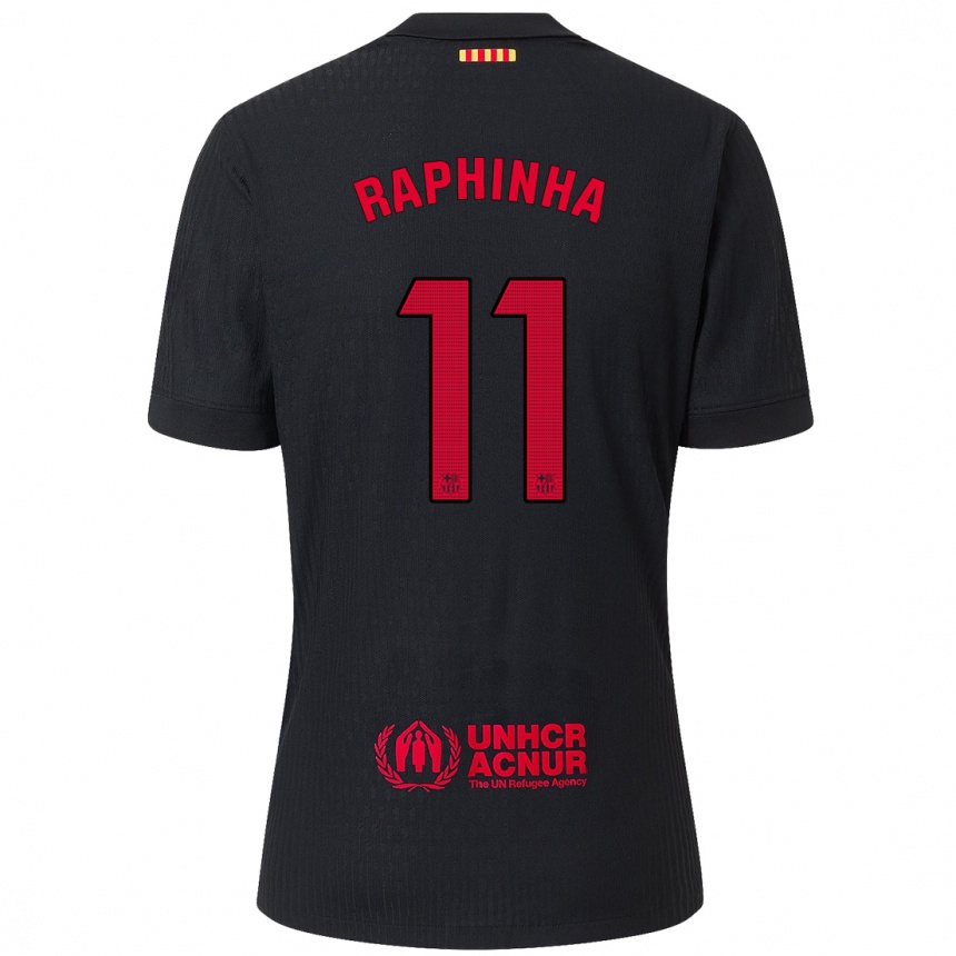 Hombre Fútbol Camiseta Raphinha #11 Negro Rojo 2ª Equipación 2024/25 Perú