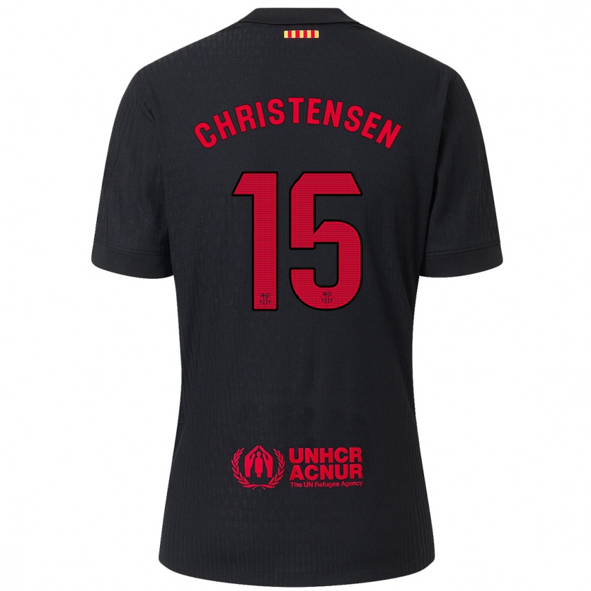 Hombre Fútbol Camiseta Andreas Christensen #15 Negro Rojo 2ª Equipación 2024/25 Perú