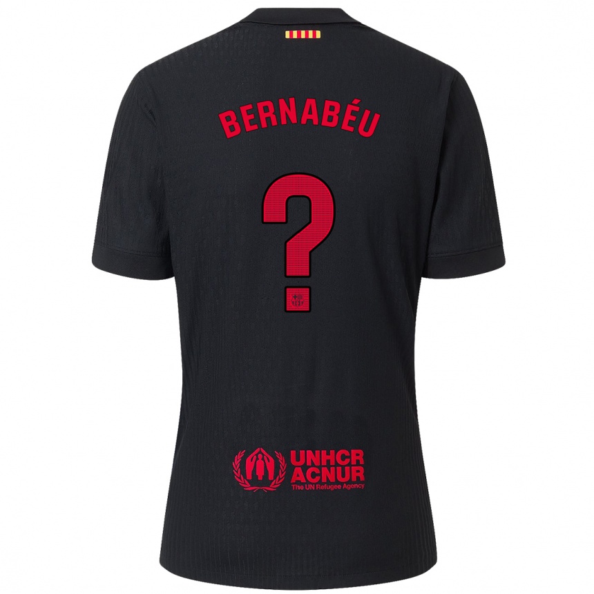 Hombre Fútbol Camiseta Pol Bernabéu #0 Negro Rojo 2ª Equipación 2024/25 Perú