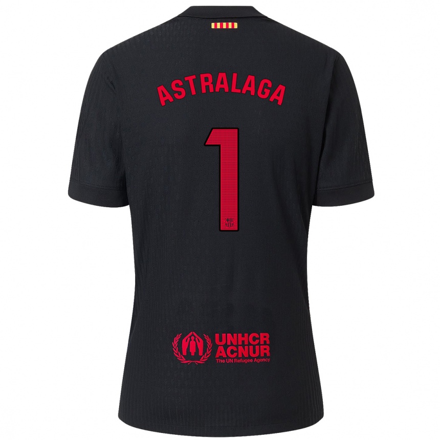 Hombre Fútbol Camiseta Ander Astralaga #1 Negro Rojo 2ª Equipación 2024/25 Perú