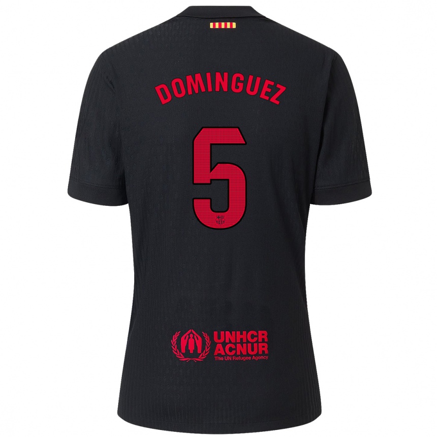 Hombre Fútbol Camiseta Sergi Dominguez #5 Negro Rojo 2ª Equipación 2024/25 Perú