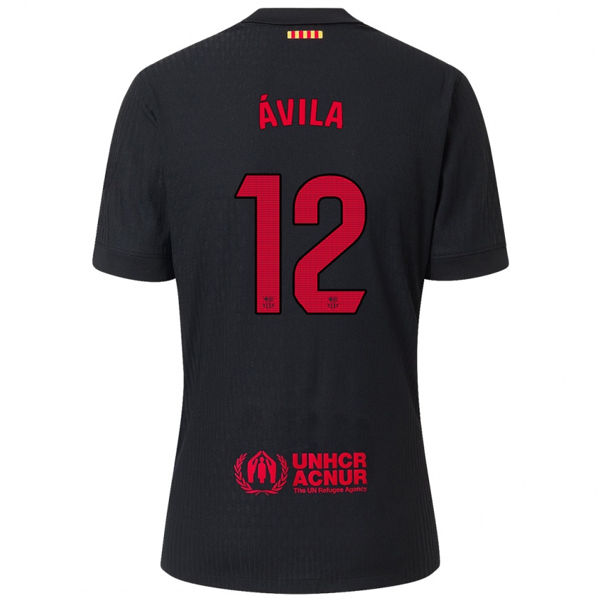 Hombre Fútbol Camiseta Dani Ávila #12 Negro Rojo 2ª Equipación 2024/25 Perú