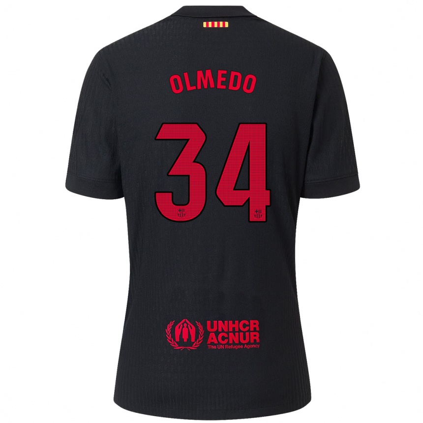 Hombre Fútbol Camiseta Alexis Olmedo #34 Negro Rojo 2ª Equipación 2024/25 Perú