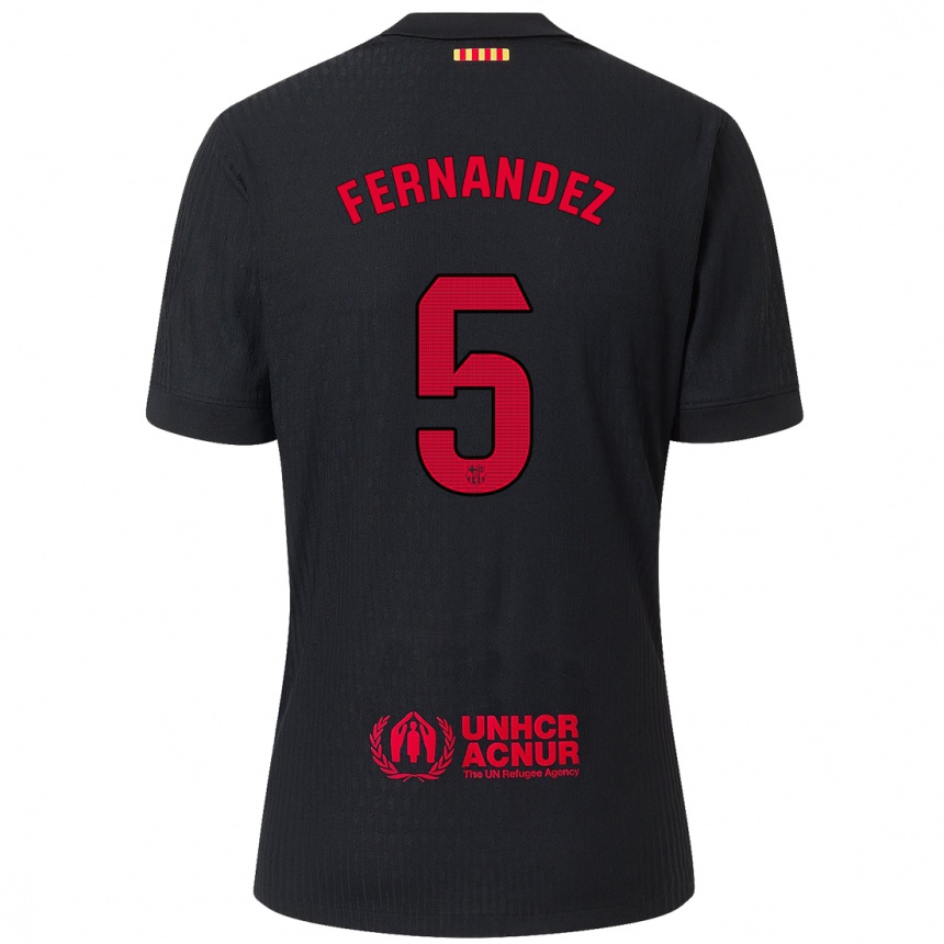 Hombre Fútbol Camiseta Jana Fernández #5 Negro Rojo 2ª Equipación 2024/25 Perú