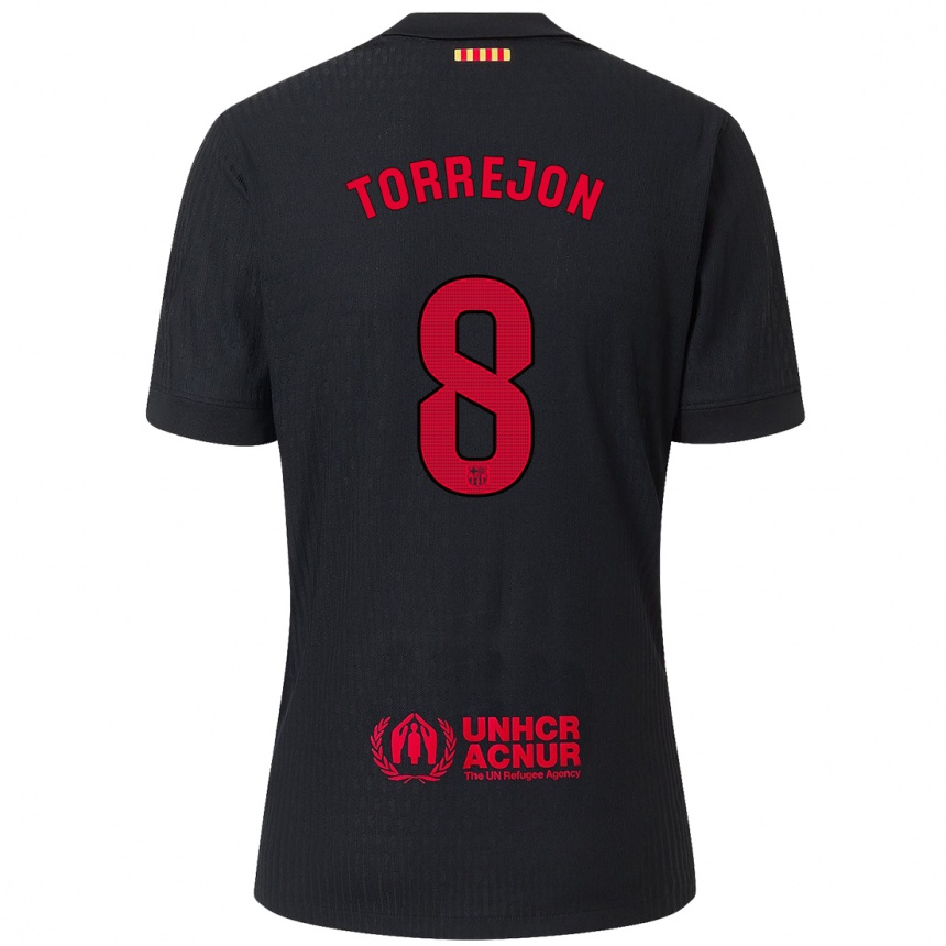 Hombre Fútbol Camiseta Marta Torrejón #8 Negro Rojo 2ª Equipación 2024/25 Perú