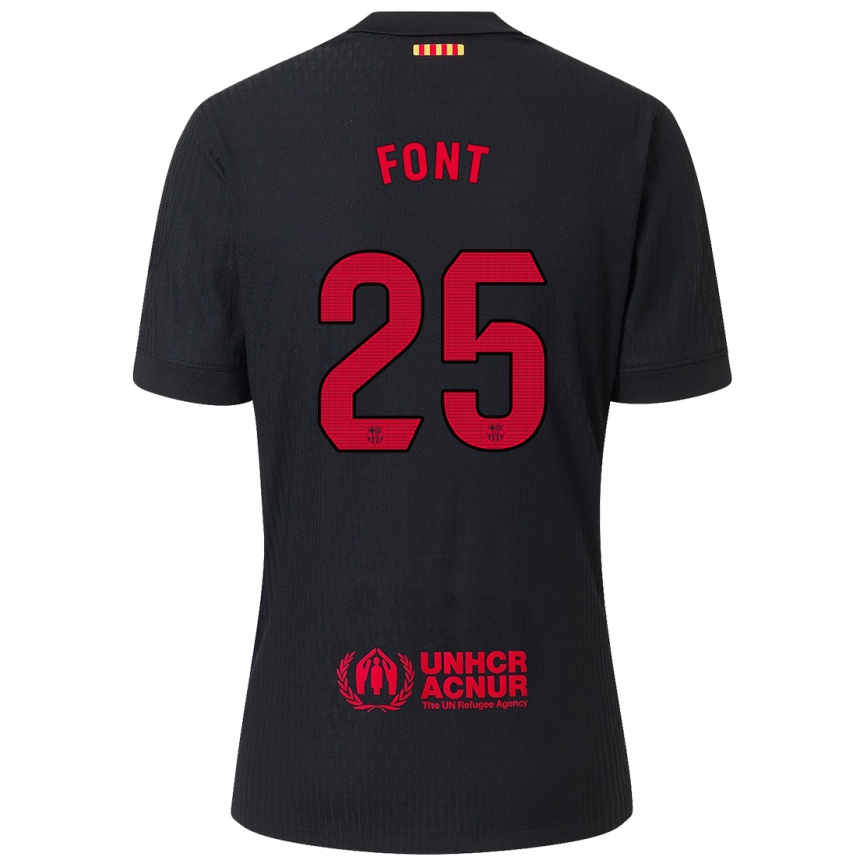 Hombre Fútbol Camiseta Gemma Font #25 Negro Rojo 2ª Equipación 2024/25 Perú