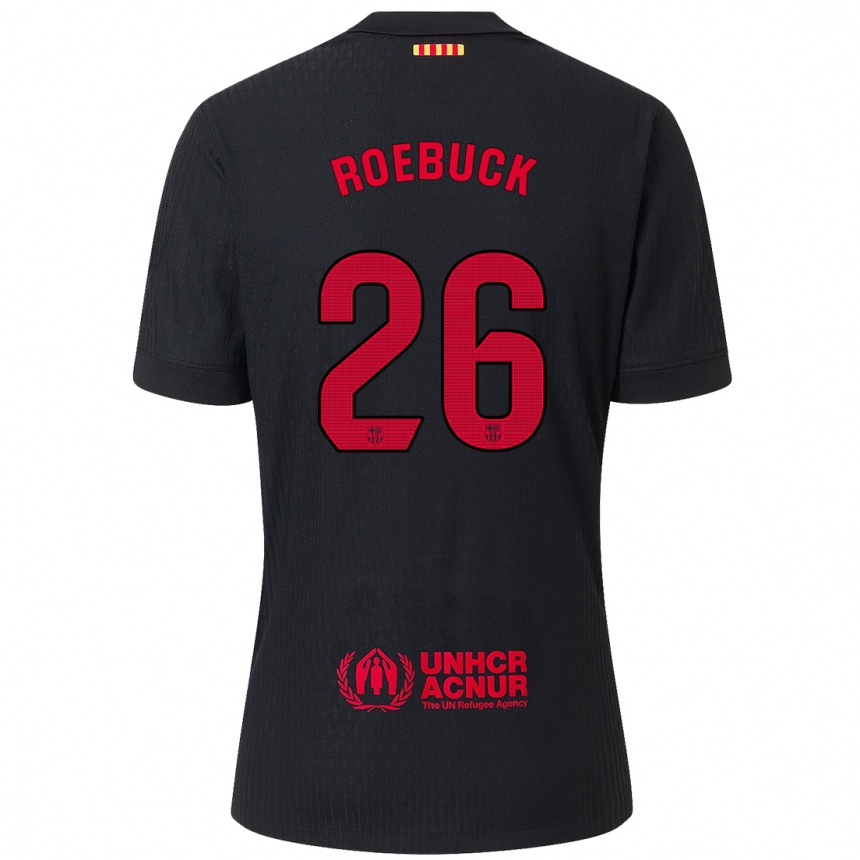 Hombre Fútbol Camiseta Ellie Roebuck #26 Negro Rojo 2ª Equipación 2024/25 Perú