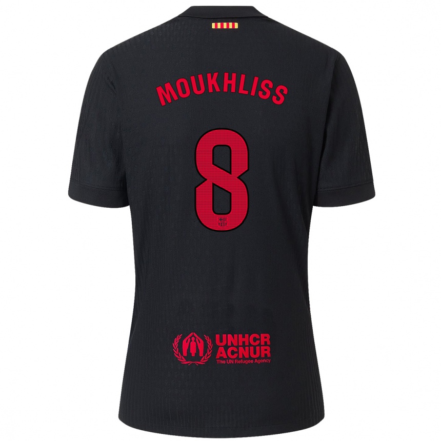 Hombre Fútbol Camiseta Moha Moukhliss #8 Negro Rojo 2ª Equipación 2024/25 Perú