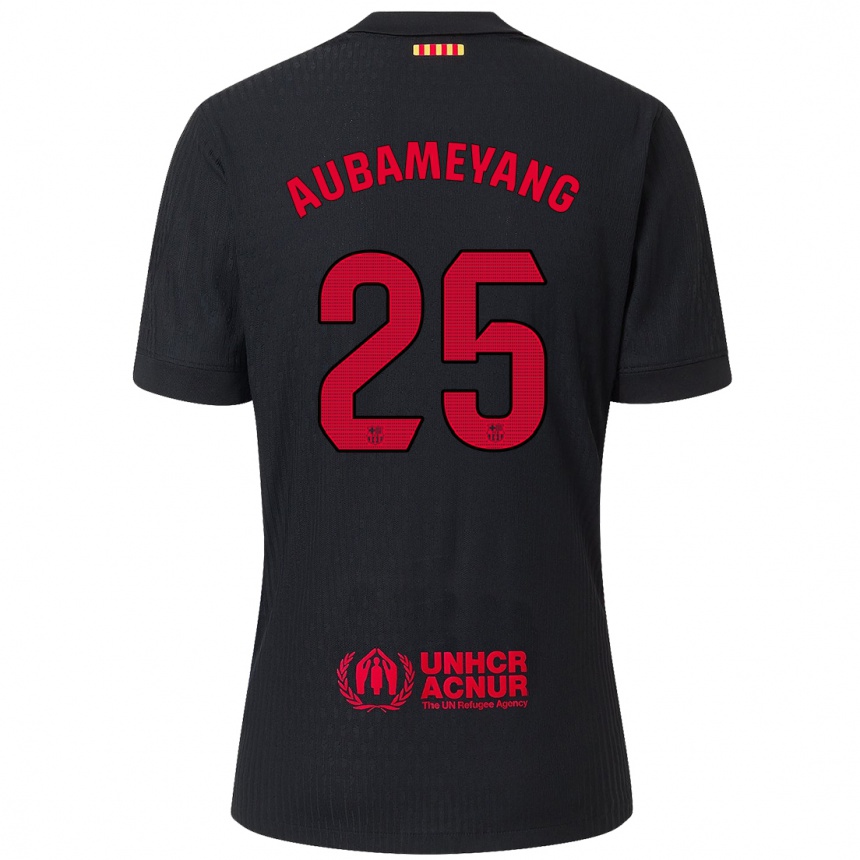 Hombre Fútbol Camiseta Pierre Emerick Aubameyang #25 Negro Rojo 2ª Equipación 2024/25 Perú