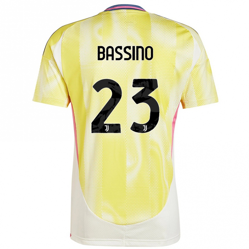 Hombre Fútbol Camiseta Alessandro Bassino #23 Amarillo Solar 2ª Equipación 2024/25 Perú