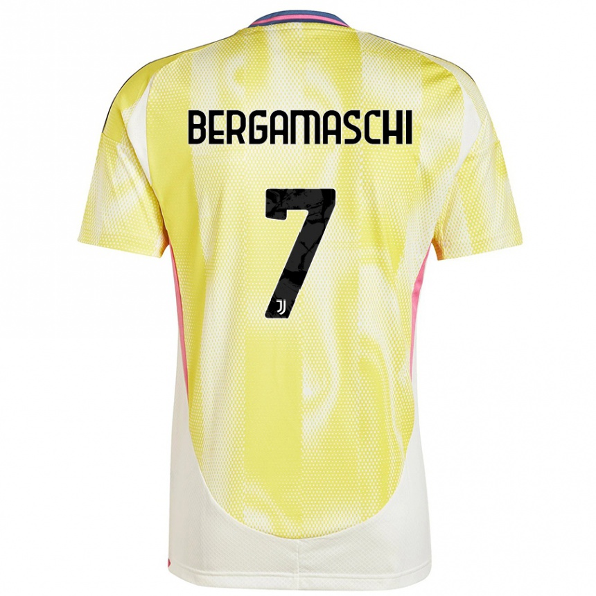 Hombre Fútbol Camiseta Valentina Bergamaschi #7 Amarillo Solar 2ª Equipación 2024/25 Perú