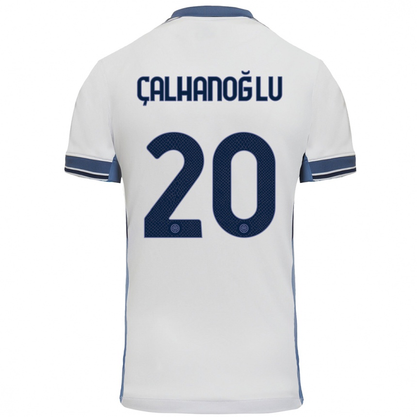 Hombre Fútbol Camiseta Hakan Calhanoglu #20 Blanco Gris 2ª Equipación 2024/25 Perú