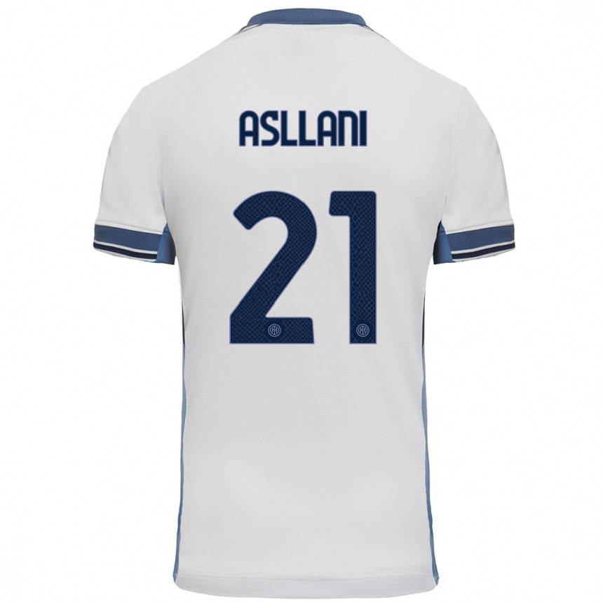 Hombre Fútbol Camiseta Kristjan Asllani #21 Blanco Gris 2ª Equipación 2024/25 Perú