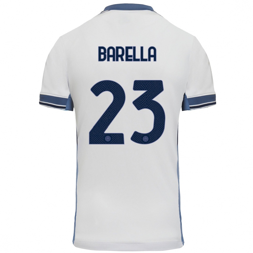 Hombre Fútbol Camiseta Nicolo Barella #23 Blanco Gris 2ª Equipación 2024/25 Perú