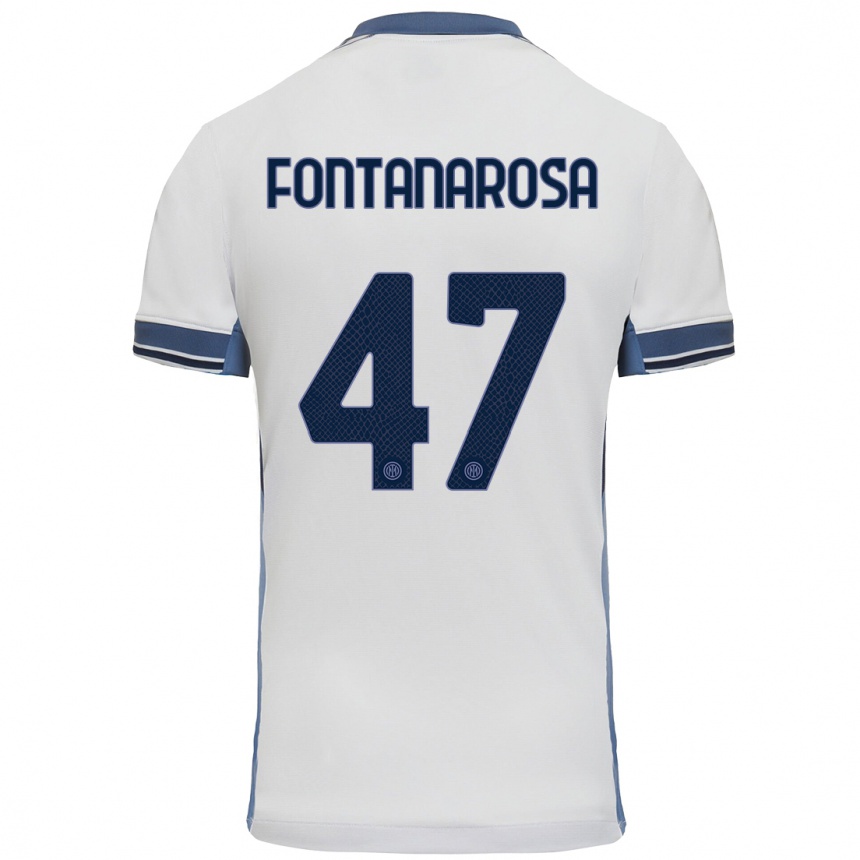 Hombre Fútbol Camiseta Alessandro Fontanarosa #47 Blanco Gris 2ª Equipación 2024/25 Perú