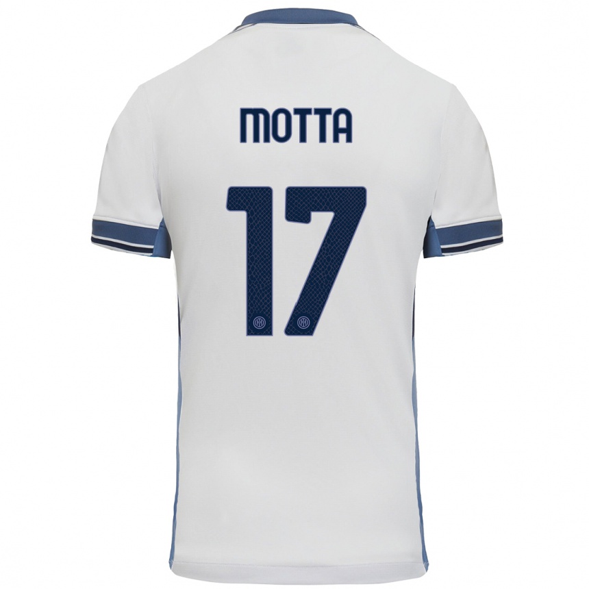 Hombre Fútbol Camiseta Matteo Motta #17 Blanco Gris 2ª Equipación 2024/25 Perú