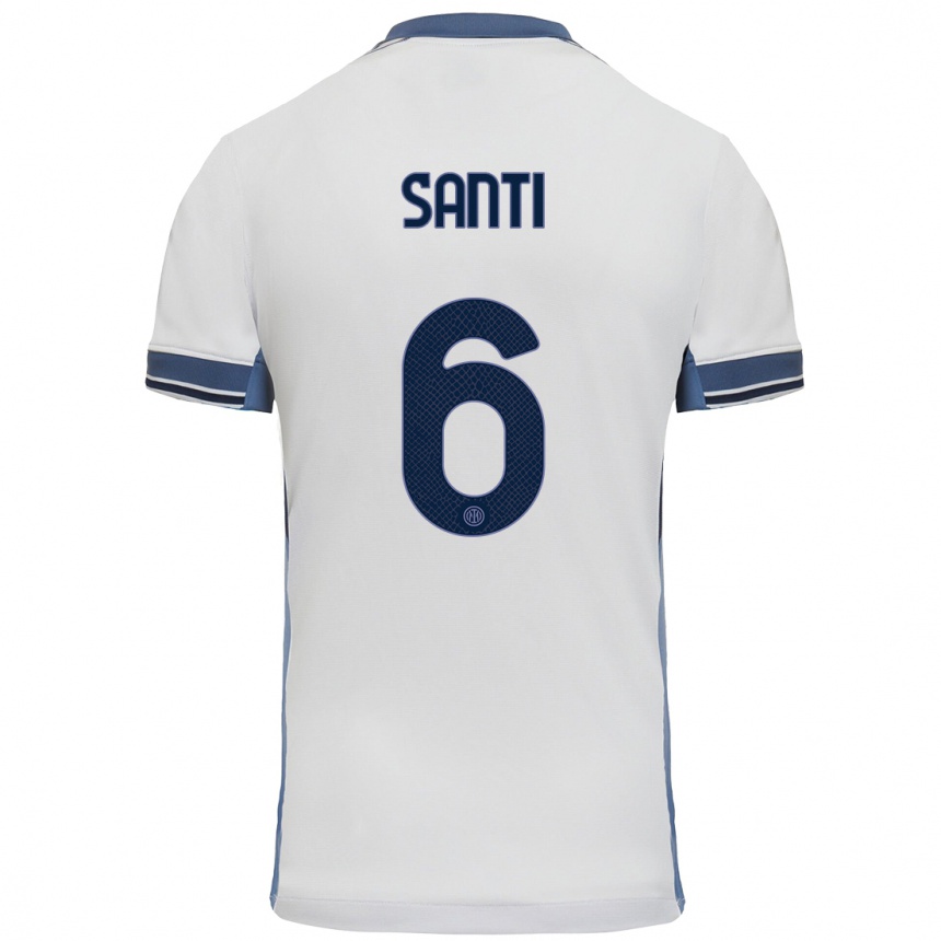 Hombre Fútbol Camiseta Irene Santi #6 Blanco Gris 2ª Equipación 2024/25 Perú