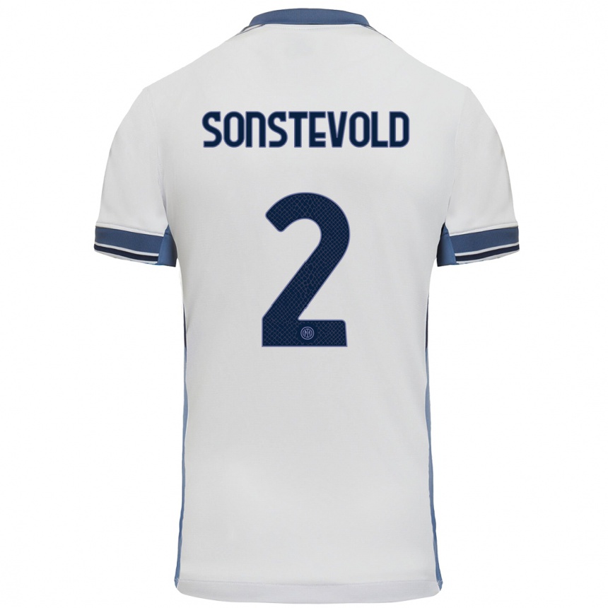 Hombre Fútbol Camiseta Anja Sonstevold #2 Blanco Gris 2ª Equipación 2024/25 Perú