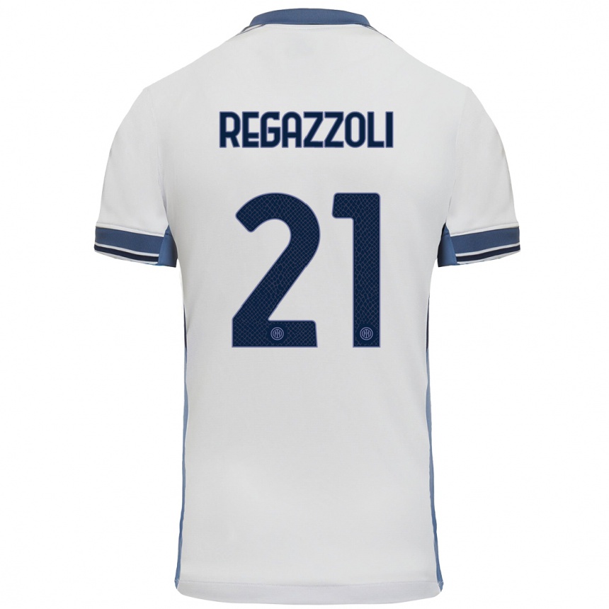 Hombre Fútbol Camiseta Alice Regazzoli #21 Blanco Gris 2ª Equipación 2024/25 Perú