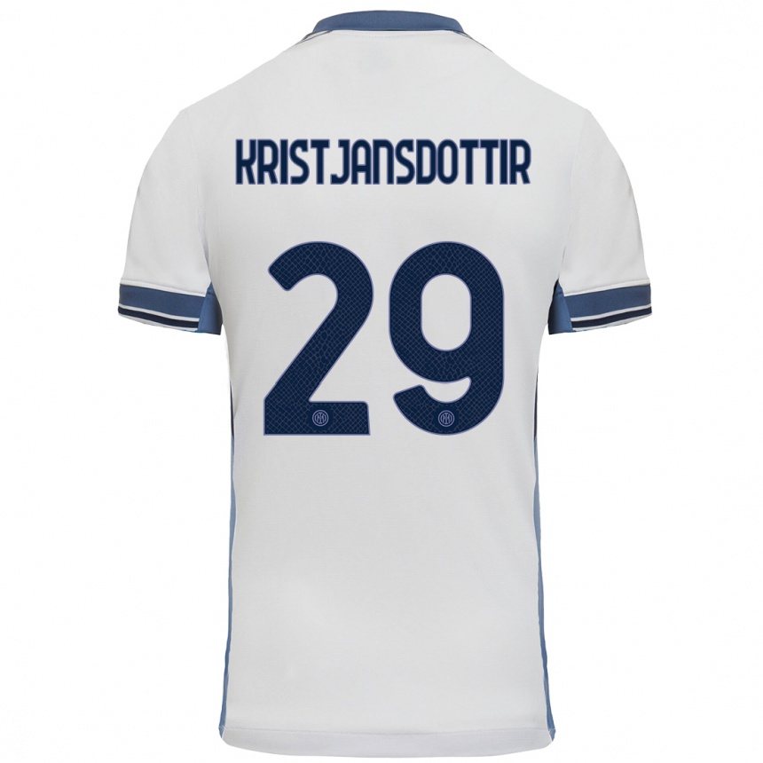 Hombre Fútbol Camiseta Anna Bjork Kristjansdottir #29 Blanco Gris 2ª Equipación 2024/25 Perú