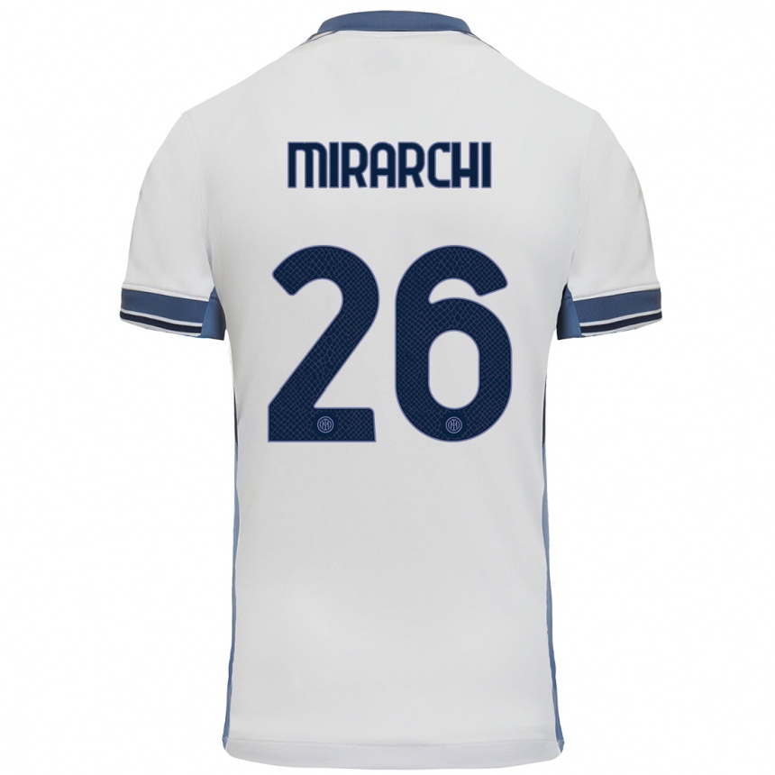 Hombre Fútbol Camiseta Mattia Mirarchi #26 Blanco Gris 2ª Equipación 2024/25 Perú