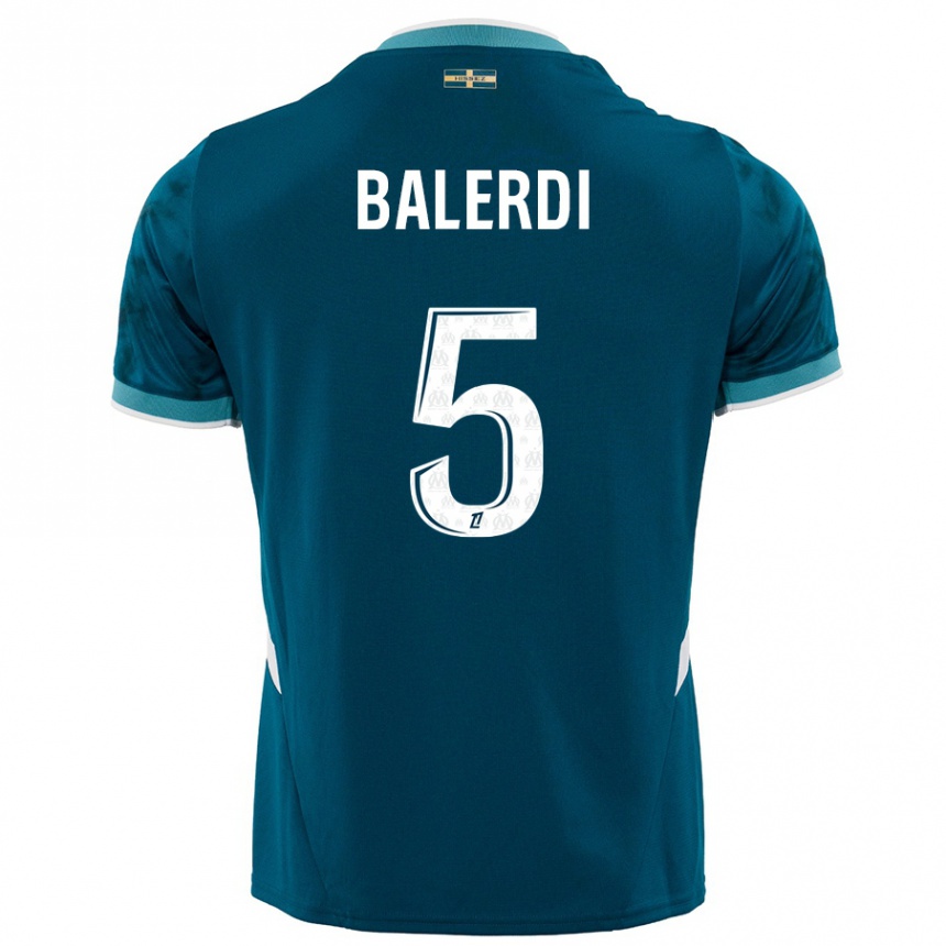 Hombre Fútbol Camiseta Leonardo Balerdi #5 Azul Turquesa 2ª Equipación 2024/25 Perú