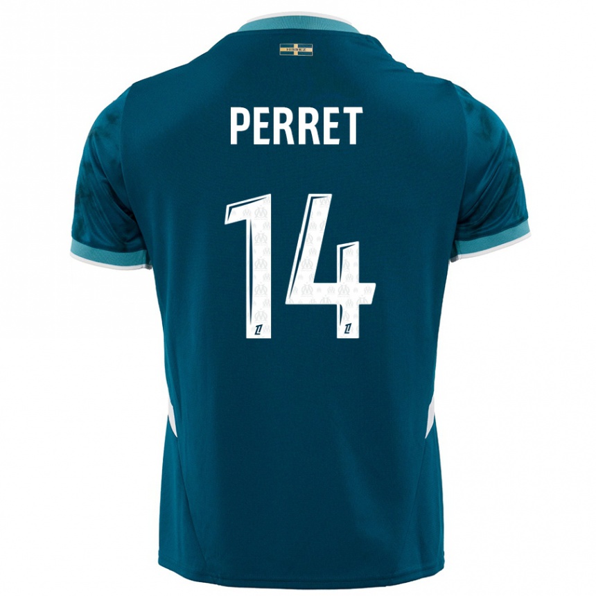 Hombre Fútbol Camiseta Jenny Perret #14 Azul Turquesa 2ª Equipación 2024/25 Perú