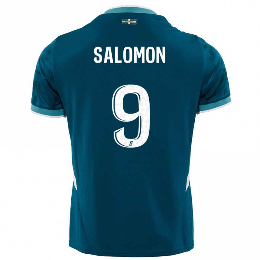 Hombre Fútbol Camiseta Maeva Salomon #9 Azul Turquesa 2ª Equipación 2024/25 Perú