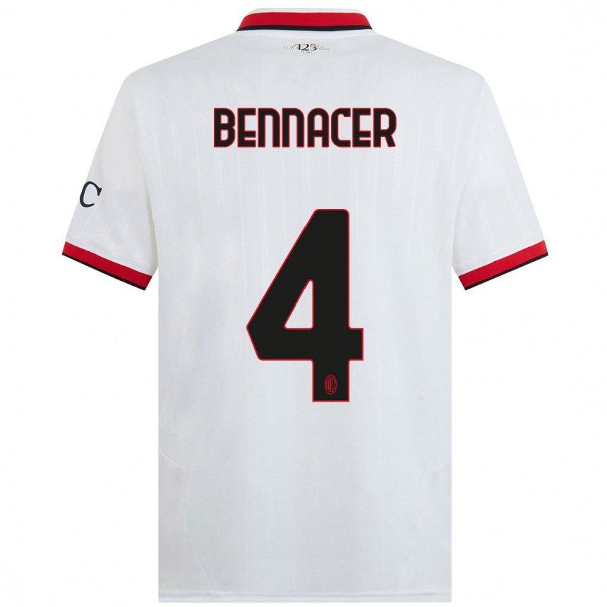 Hombre Fútbol Camiseta Ismael Bennacer #4 Blanco Negro Rojo 2ª Equipación 2024/25 Perú