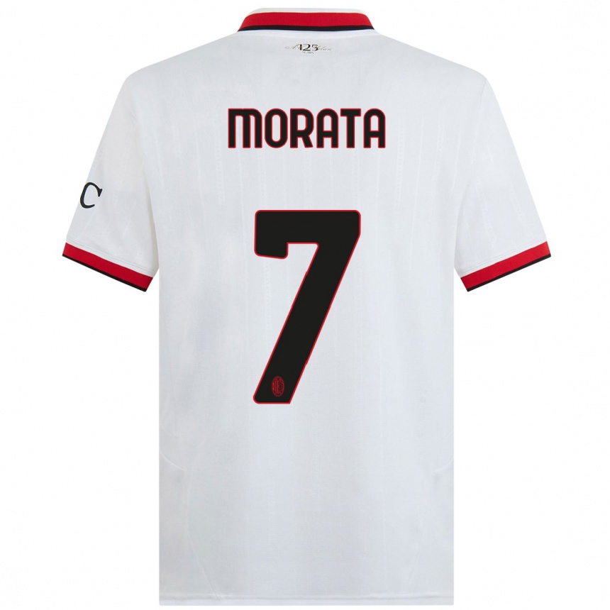 Hombre Fútbol Camiseta Alvaro Morata #7 Blanco Negro Rojo 2ª Equipación 2024/25 Perú