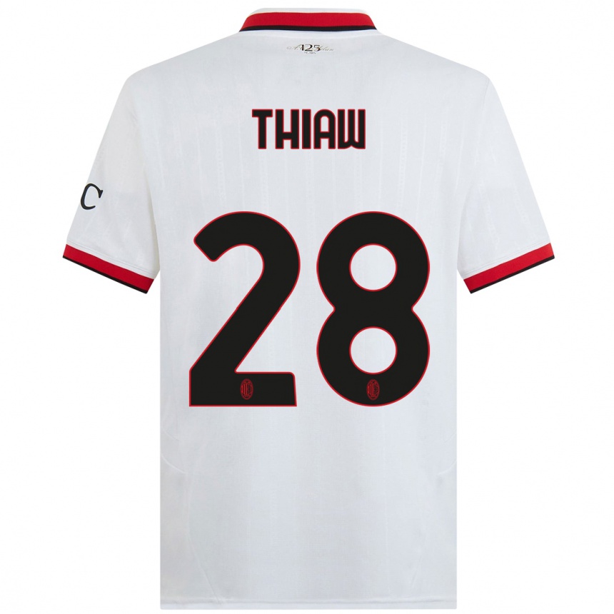 Hombre Fútbol Camiseta Malick Thiaw #28 Blanco Negro Rojo 2ª Equipación 2024/25 Perú