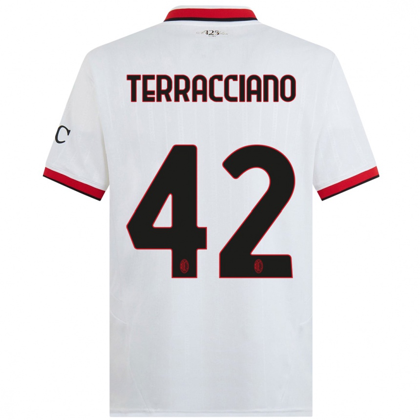 Hombre Fútbol Camiseta Filippo Terracciano #42 Blanco Negro Rojo 2ª Equipación 2024/25 Perú