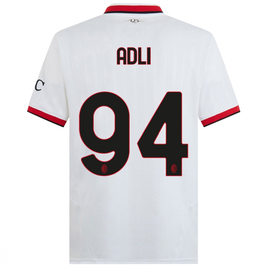 Hombre Fútbol Camiseta Yacine Adli #94 Blanco Negro Rojo 2ª Equipación 2024/25 Perú