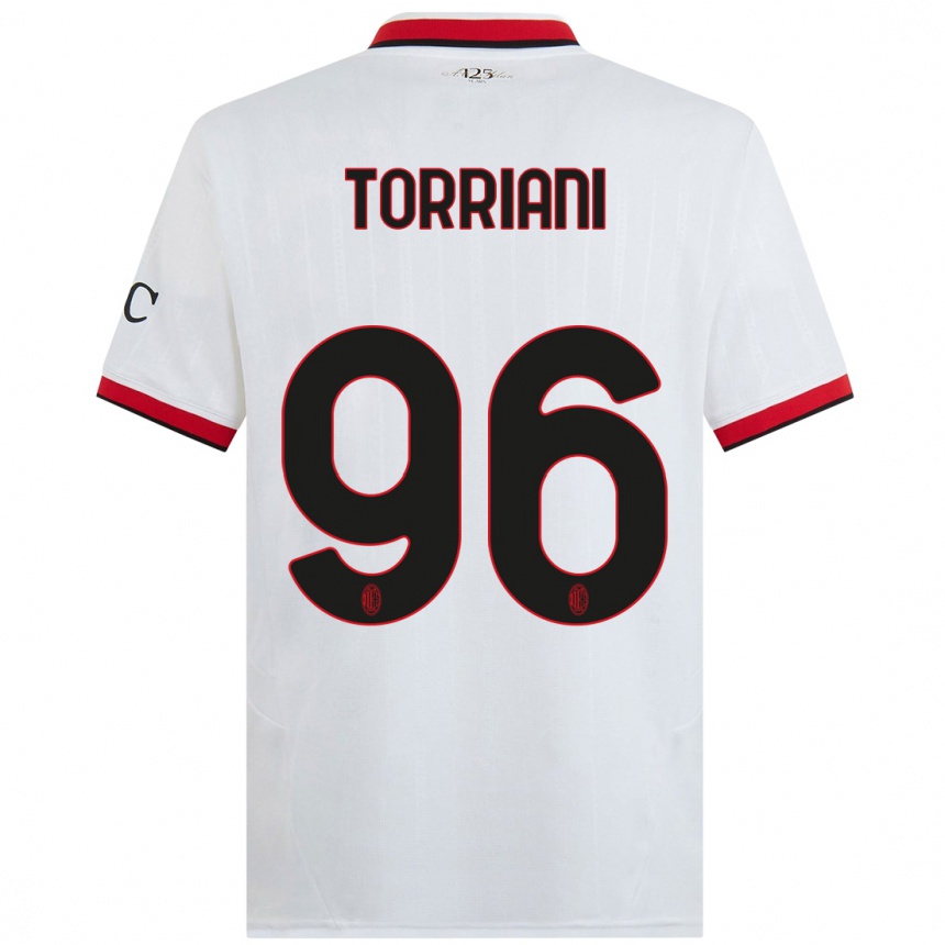 Hombre Fútbol Camiseta Lorenzo Torriani #96 Blanco Negro Rojo 2ª Equipación 2024/25 Perú