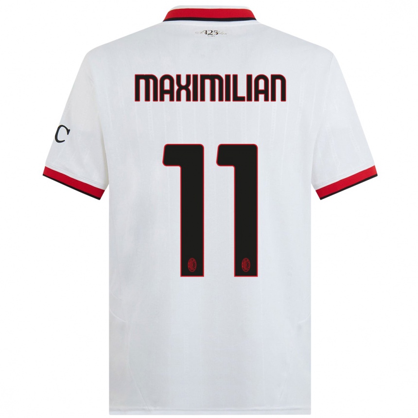 Hombre Fútbol Camiseta Maximilian Ibrahimović #11 Blanco Negro Rojo 2ª Equipación 2024/25 Perú