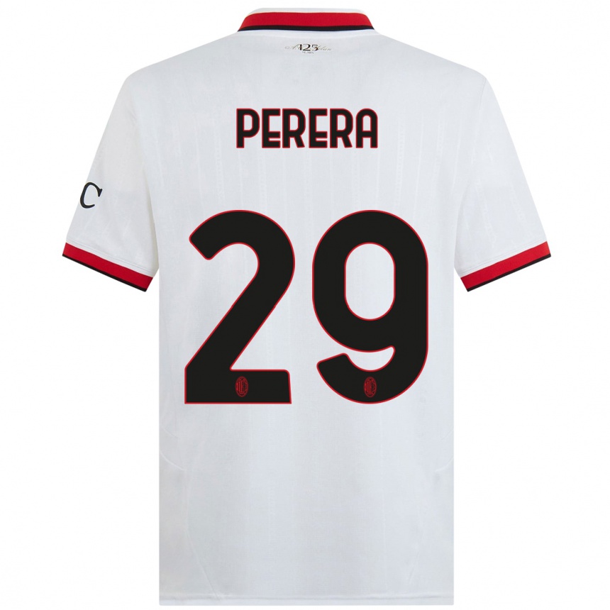 Hombre Fútbol Camiseta Nirash Perera #29 Blanco Negro Rojo 2ª Equipación 2024/25 Perú