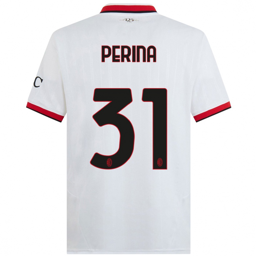 Hombre Fútbol Camiseta Gioele Perina #31 Blanco Negro Rojo 2ª Equipación 2024/25 Perú