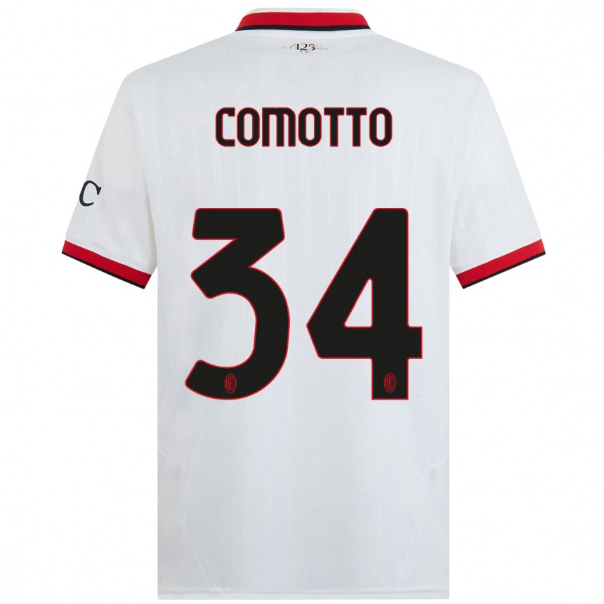 Hombre Fútbol Camiseta Christian Comotto #34 Blanco Negro Rojo 2ª Equipación 2024/25 Perú