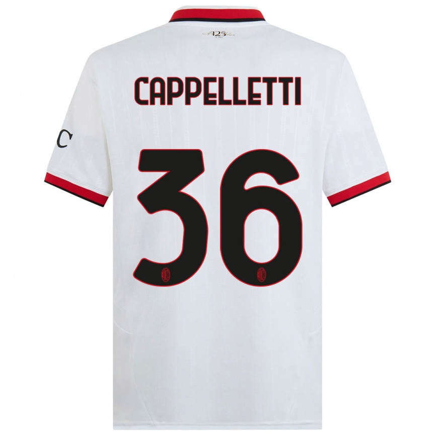 Hombre Fútbol Camiseta Mattia Cappelletti #36 Blanco Negro Rojo 2ª Equipación 2024/25 Perú