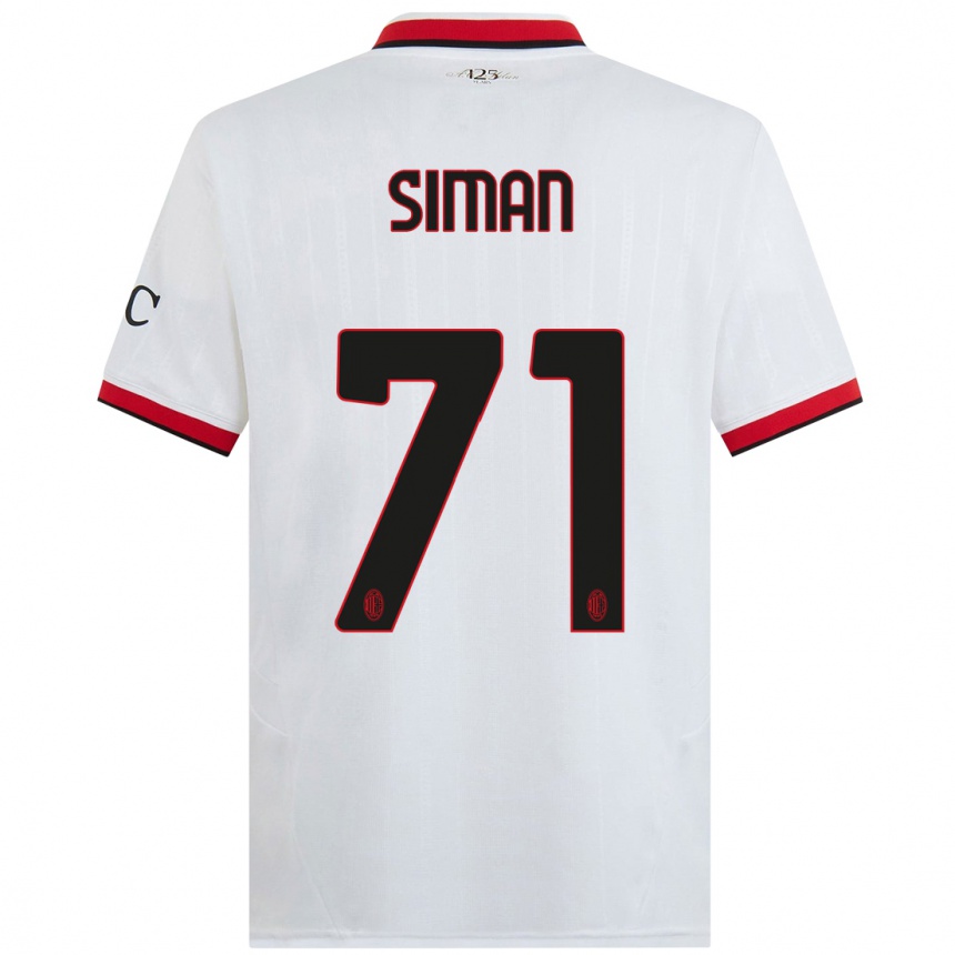 Hombre Fútbol Camiseta Alexandru Șiman #71 Blanco Negro Rojo 2ª Equipación 2024/25 Perú