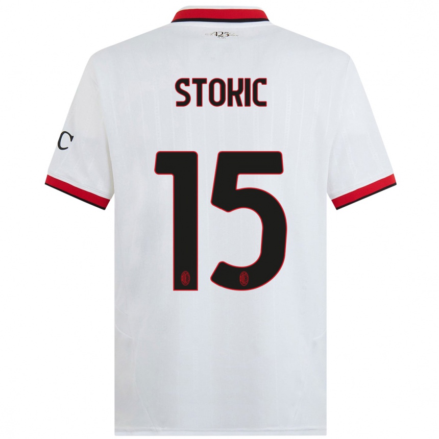 Hombre Fútbol Camiseta Sara Stokić #15 Blanco Negro Rojo 2ª Equipación 2024/25 Perú