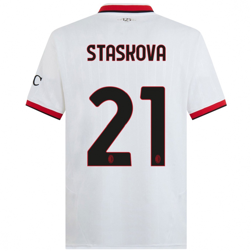 Hombre Fútbol Camiseta Andrea Stašková #21 Blanco Negro Rojo 2ª Equipación 2024/25 Perú