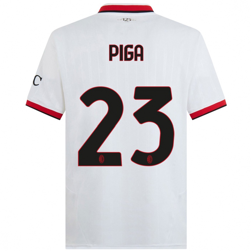 Hombre Fútbol Camiseta Julie Piga #23 Blanco Negro Rojo 2ª Equipación 2024/25 Perú