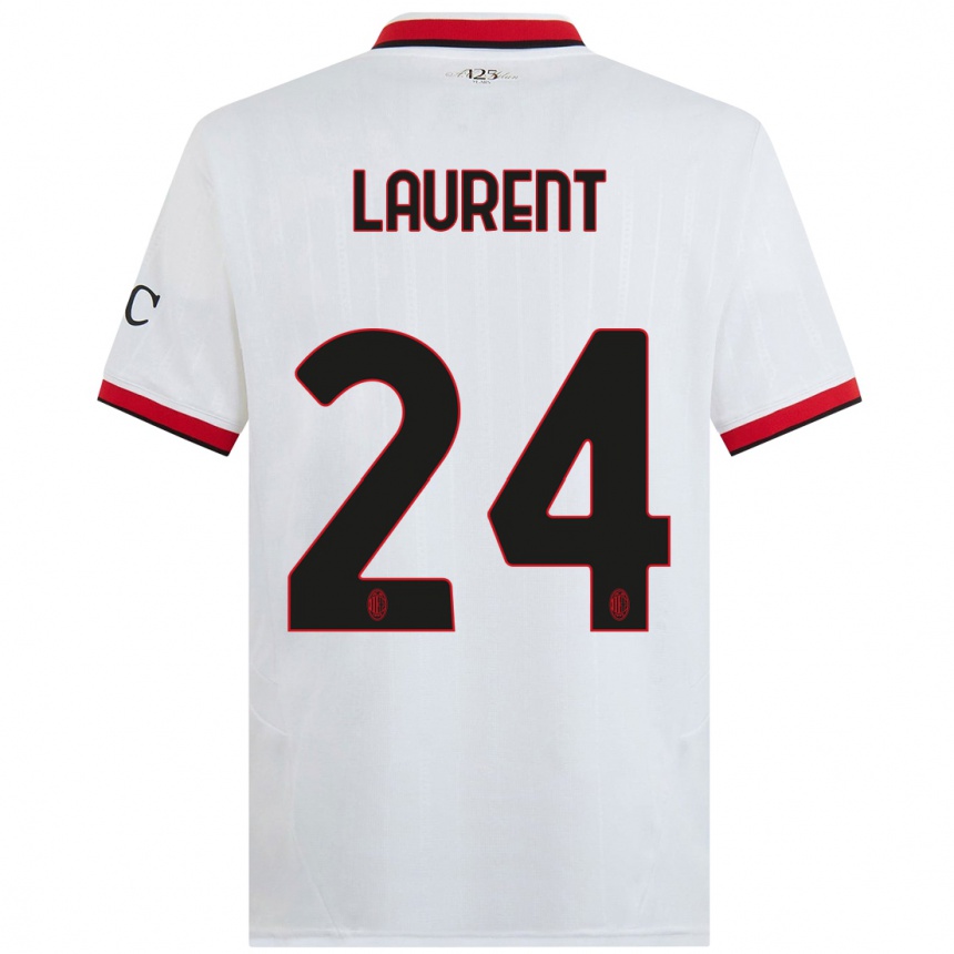 Hombre Fútbol Camiseta Emelyne Laurent #24 Blanco Negro Rojo 2ª Equipación 2024/25 Perú